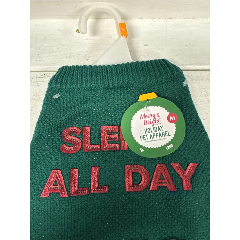 Merry Bright Holiday SLEIGH ALL DAY Sweater Christmas Halloween Dog Costume‎ M